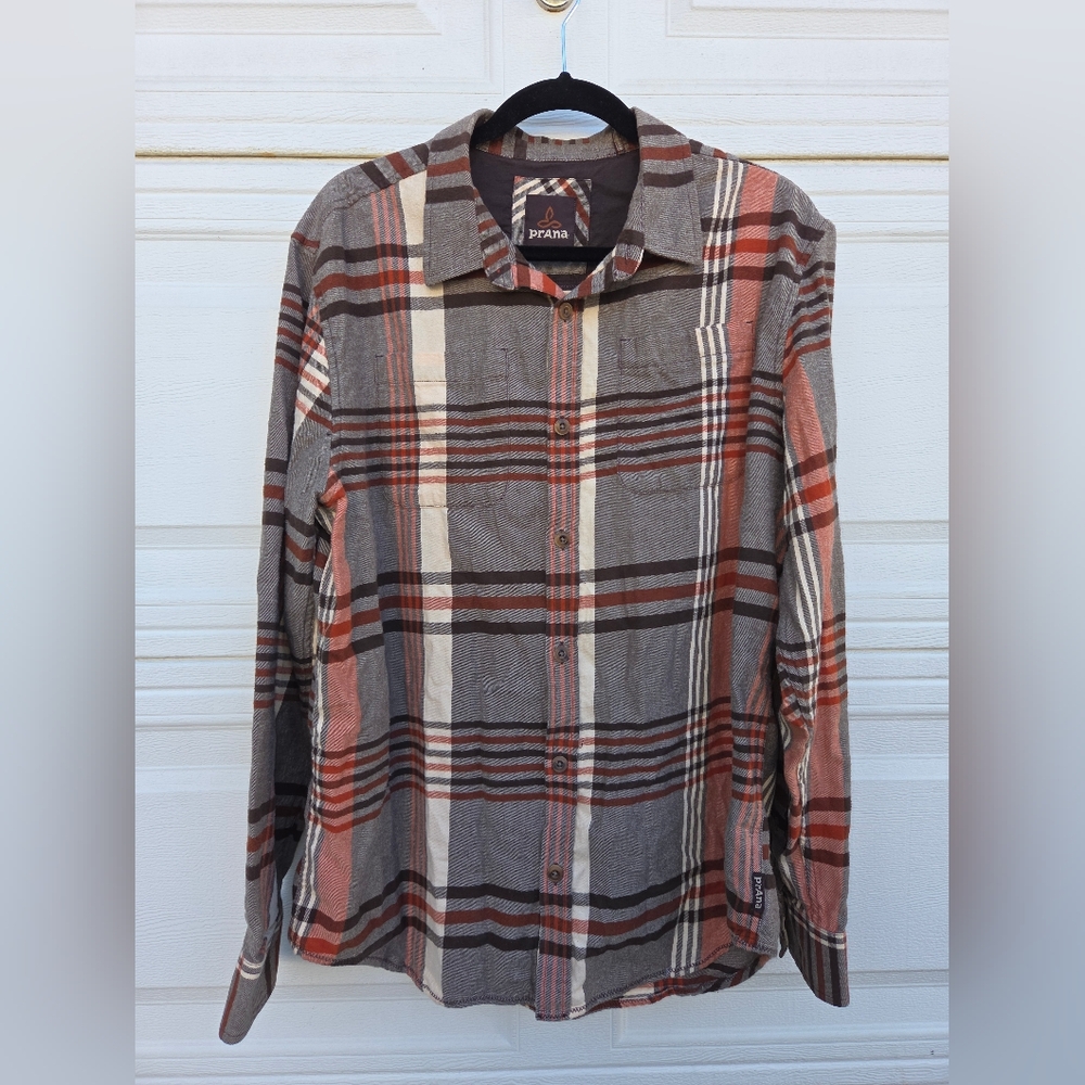 Prana Brown and Cream Casual Button Down Shirt - Picture 4 of 8